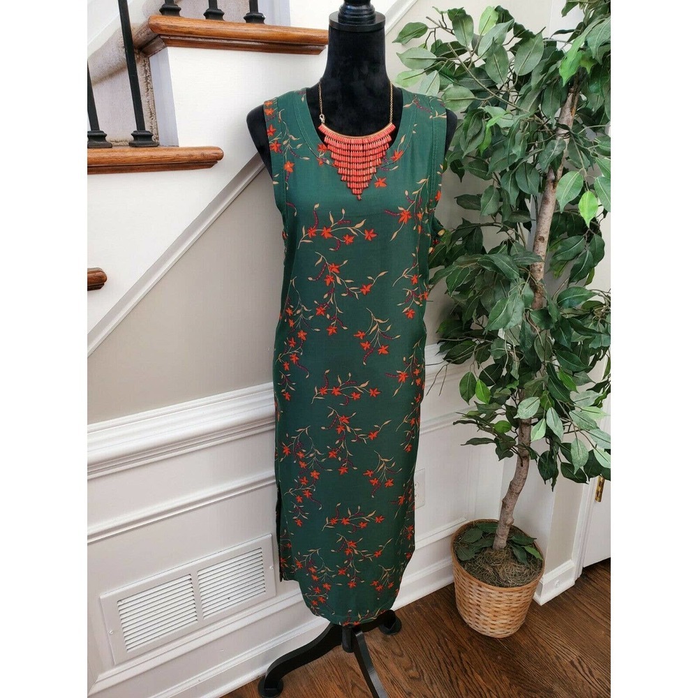 Vintage Original TY Wear Green Round Neck Sleeveless Knee Length Dress 10P